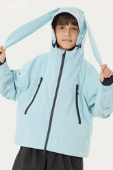 Boy's Ice Blue Detachable Ear Hood Waterproof Insulated Snow Jacket